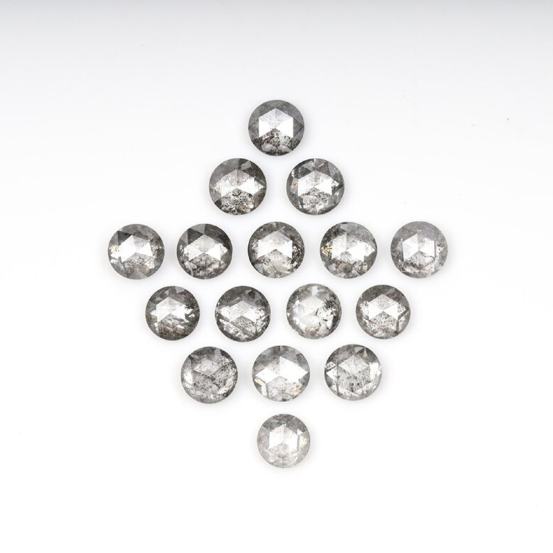 1 CT - 3.5 MM - Salt And Pepper Round Rose Cut Diamond - Minimal Carbon