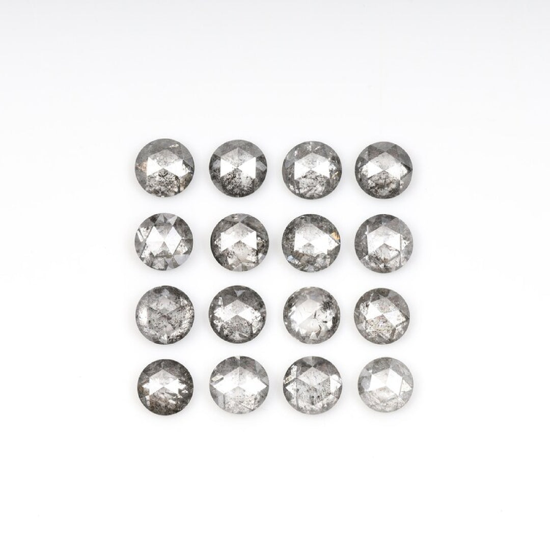 1 CT - 3.5 MM - Salt And Pepper Round Rose Cut Diamond - Minimal Carbon