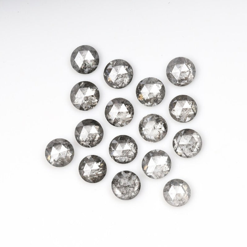 1 CT - 3.5 MM - Salt And Pepper Round Rose Cut Diamond - Minimal Carbon