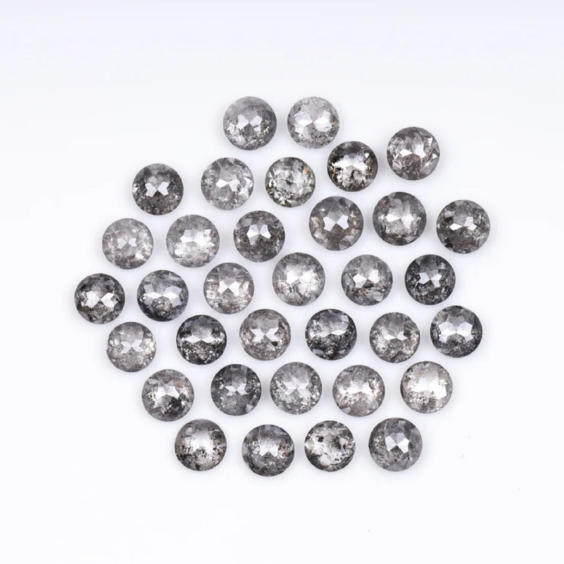 1 CT - 3.0 MM - Salt And Pepper Tambuli cut Round Rose Cut Diamond