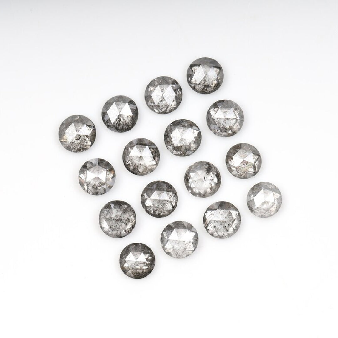 1 CT - 3.5 MM - Salt And Pepper Round Rose Cut Diamond - Minimal Carbon