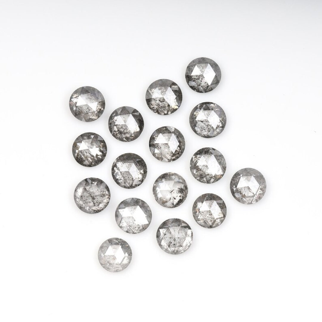 1 CT - 3.5 MM - Salt And Pepper Round Rose Cut Diamond - Minimal Carbon