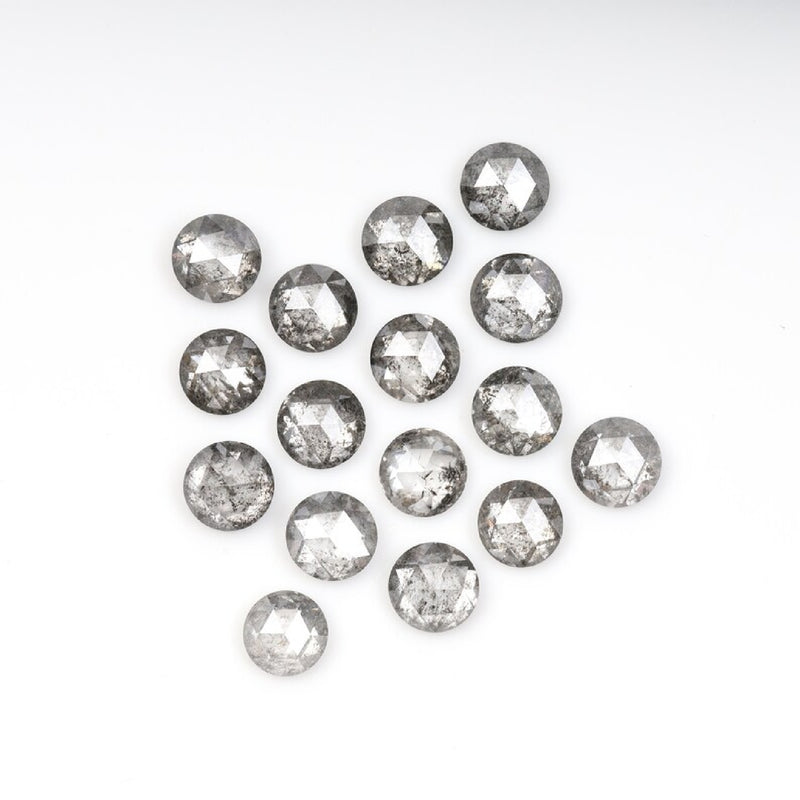 1 CT - 3.5 MM - Salt And Pepper Round Rose Cut Diamond - Minimal Carbon