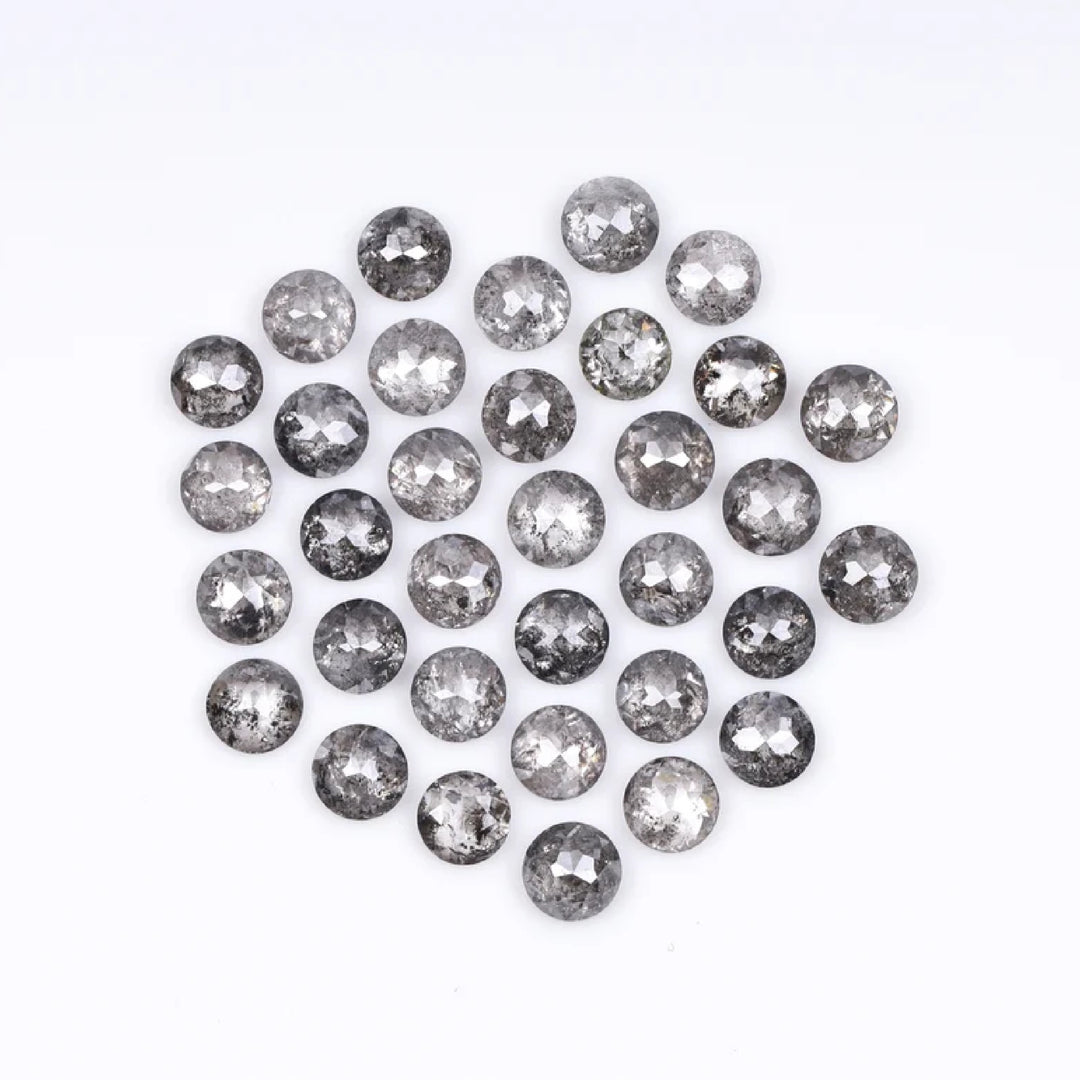 1 CT - 3.0 MM - Salt And Pepper Tambuli cut Round Rose Cut Diamond