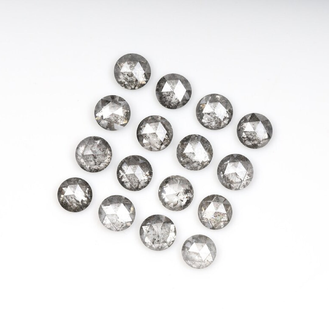 1 CT - 3.5 MM - Salt And Pepper Round Rose Cut Diamond - Minimal Carbon