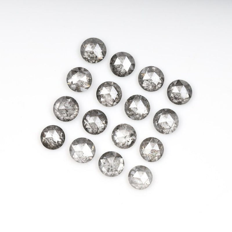 1 CT - 3.5 MM - Salt And Pepper Round Rose Cut Diamond - Minimal Carbon