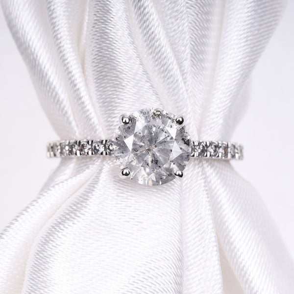 Salt And Pepper Round Brilliant Diamond Ring
