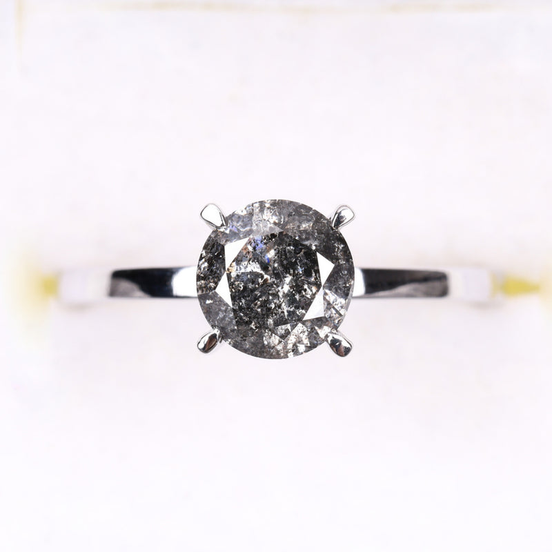 Round Cut Salt and Pepper Diamond Gold Wedding Ring