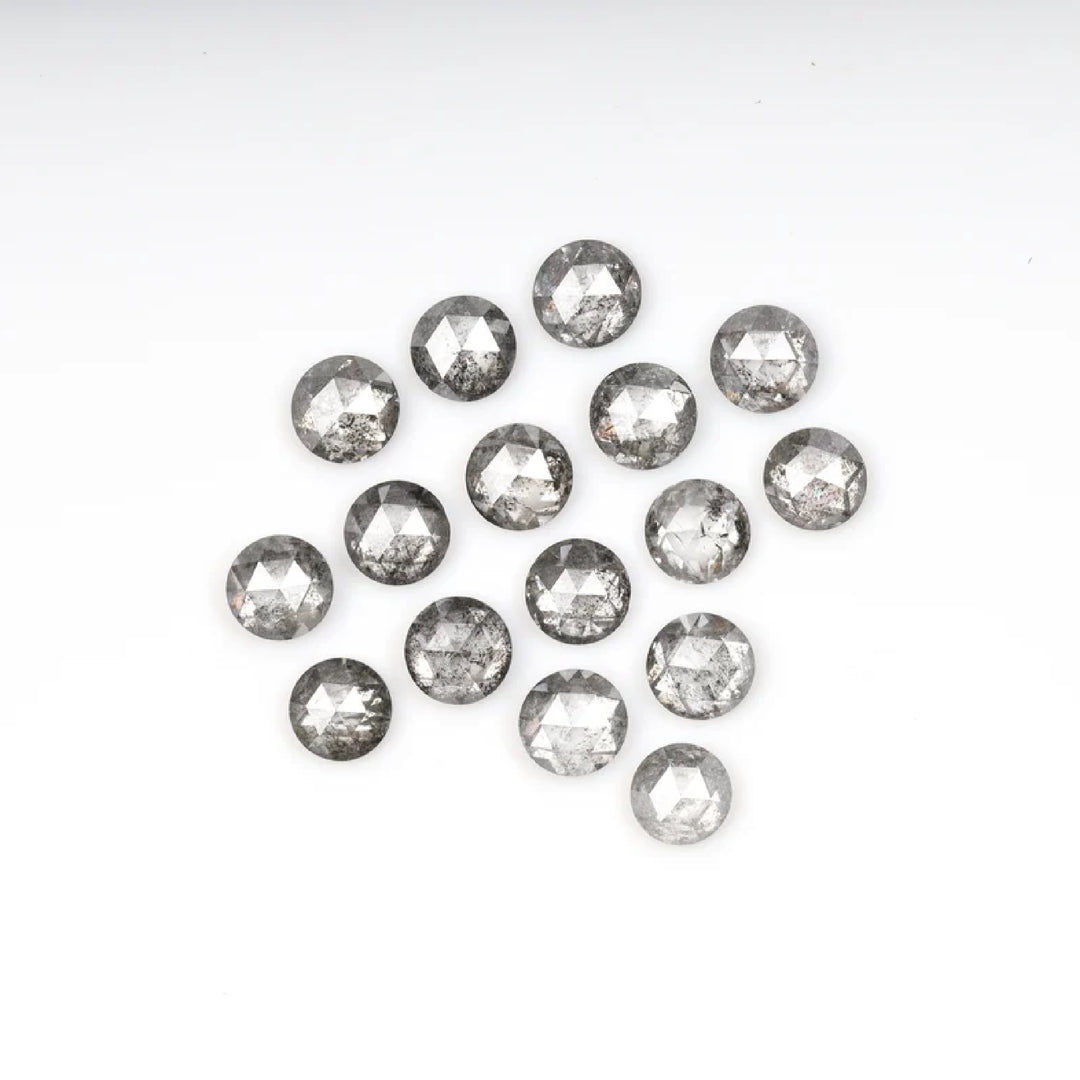 1 CT - 3.0 MM - Salt And Pepper Round Rose Cut Diamond - Minimal Carbon