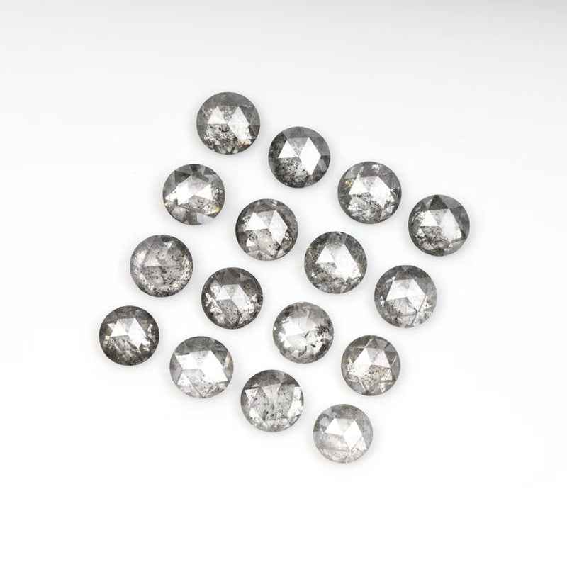 1 CT - 3.0 MM - Salt And Pepper Round Rose Cut Diamond - Minimal Carbon