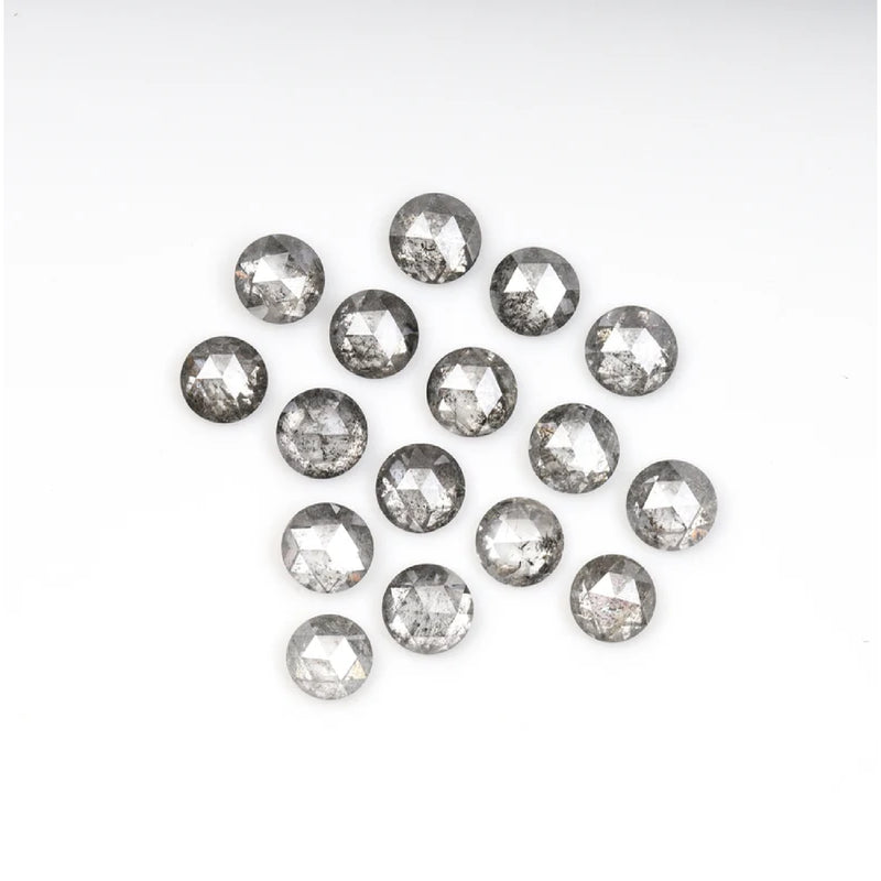 1 CT - 3.0 MM - Salt And Pepper Round Rose Cut Diamond - Minimal Carbon