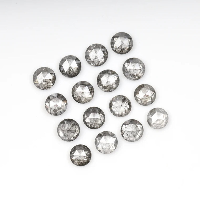 1 CT - 3.0 MM - Salt And Pepper Round Rose Cut Diamond - Minimal Carbon