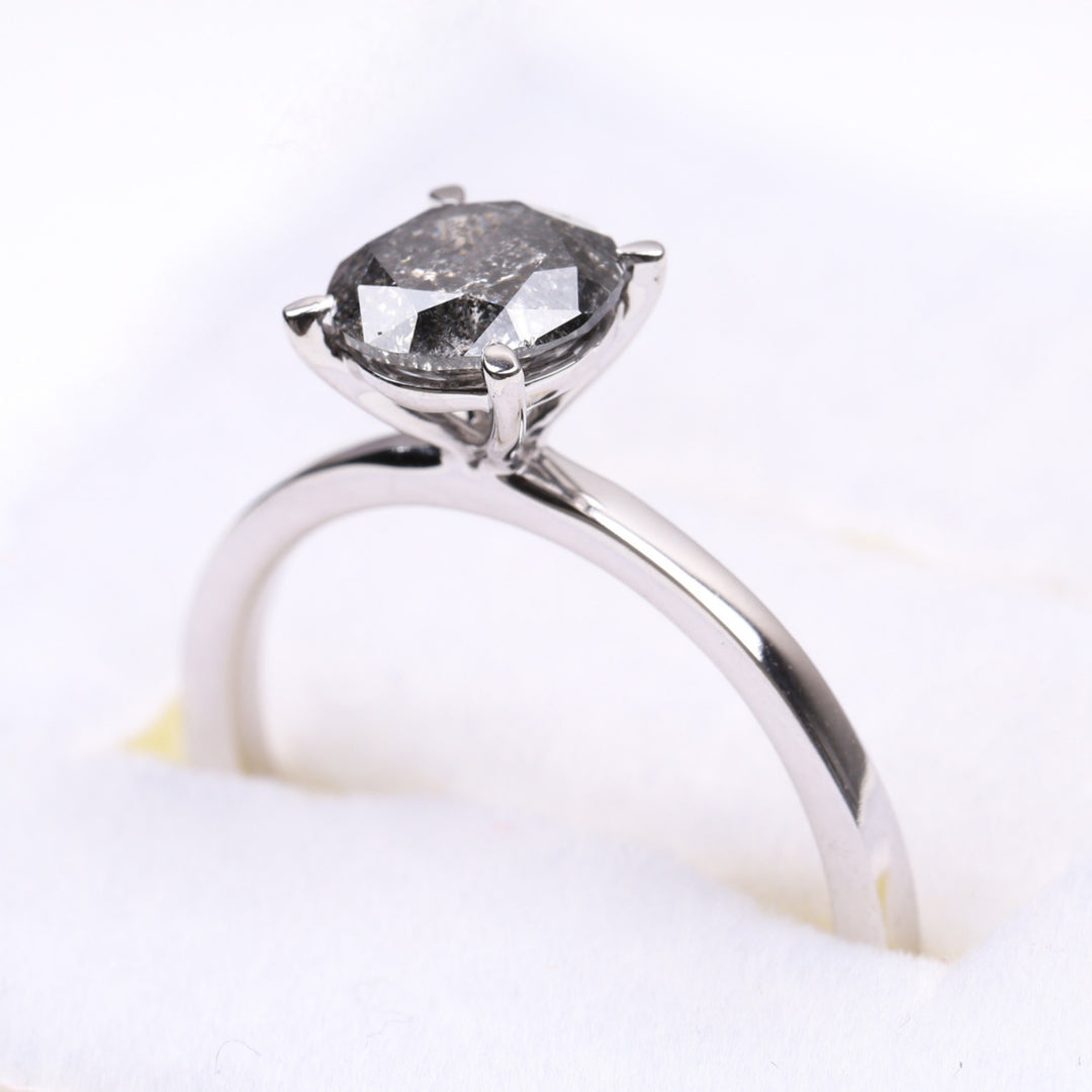 Round Cut Salt and Pepper Diamond Wedding Ring