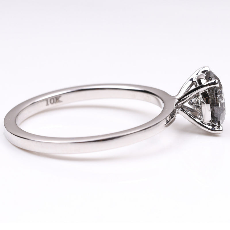 Round Cut Salt and Pepper Diamond Gold Wedding Ring