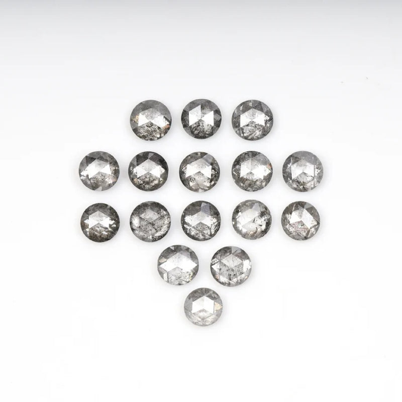 1 CT - 3.0 MM - Salt And Pepper Round Rose Cut Diamond - Minimal Carbon