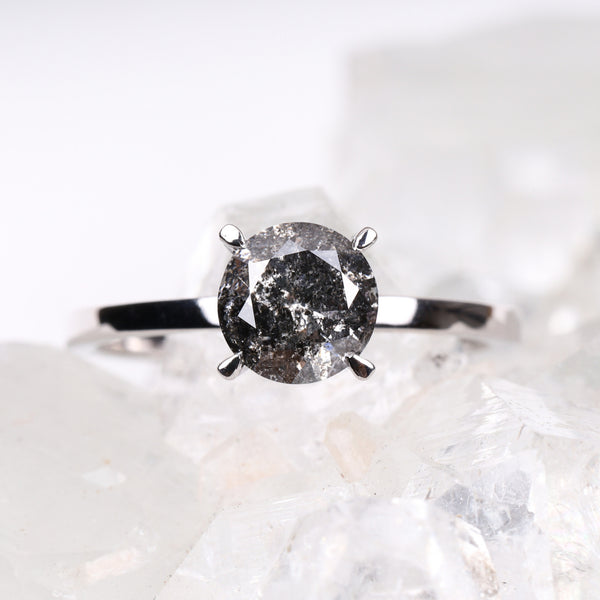 Round Brilliant Salt And Pepper Diamond Ring