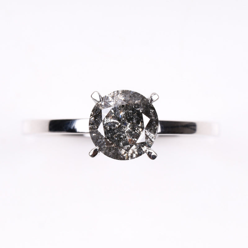 Round Cut Salt and Pepper Diamond Gold Wedding Ring