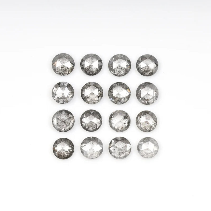 1 CT - 3.0 MM - Salt And Pepper Round Rose Cut Diamond - Minimal Carbon