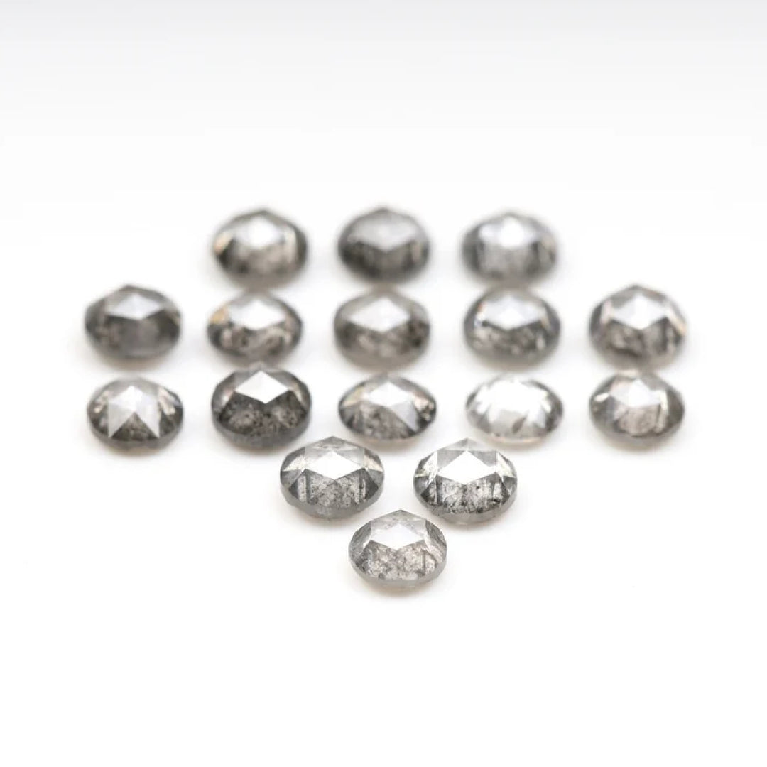 1 CT - 3.0 MM - Salt And Pepper Round Rose Cut Diamond - Minimal Carbon