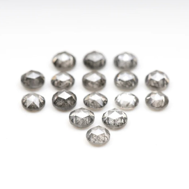 1 CT - 3.0 MM - Salt And Pepper Round Rose Cut Diamond - Minimal Carbon