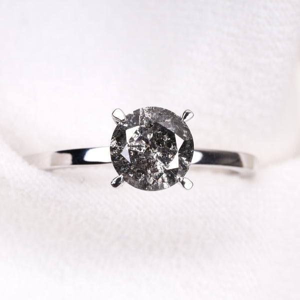 Round Brilliant Salt And Pepper Diamond Ring
