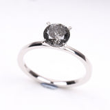 Round Cut Salt and Pepper Diamond Gold Wedding Ring