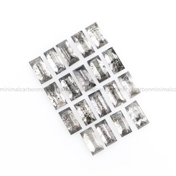 0.98 CT, 3.0 X 1.5 MM Salt And Pepper Baguette Cut Diamond