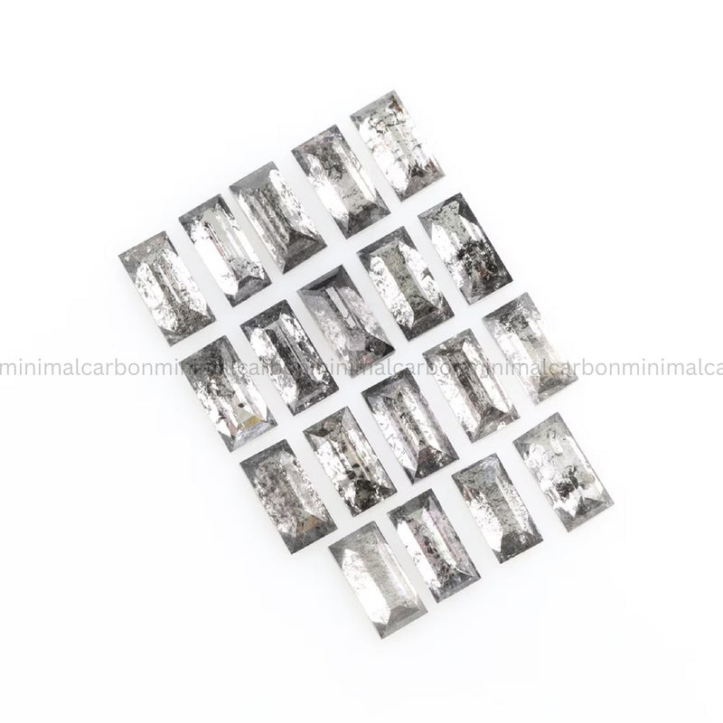 0.98 CT, 3.0 X 1.5 MM Salt And Pepper Baguette Cut Diamond