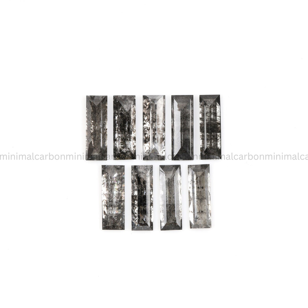 1.82 CT, 6.0 X 2.0 MM Salt And Pepper Baguette Cut Diamond