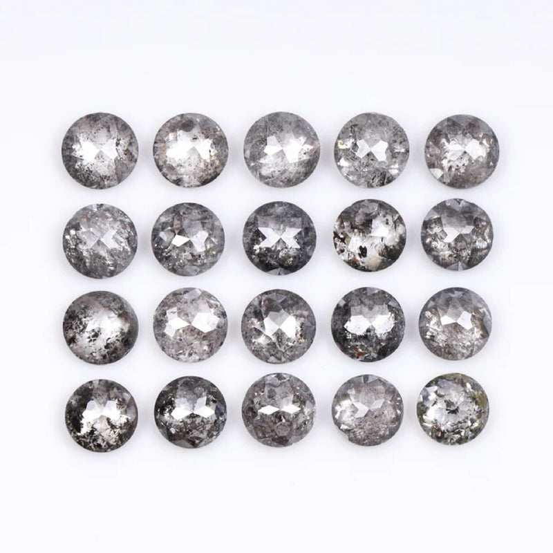 1 CT - 3.5 MM - Salt And Pepper Tambuli cut Round Rose Cut Diamond