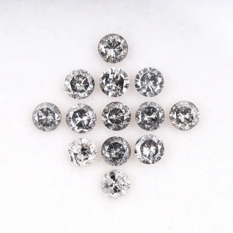3.6 To 4.0 MM - Salt And Pepper Round Brilliant Cut Diamond - Minimal Carbon