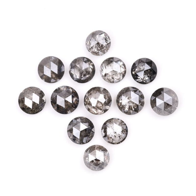 1 CT - 4.0 MM - Salt And Pepper Round Rose Cut Diamond - Minimal Carbon