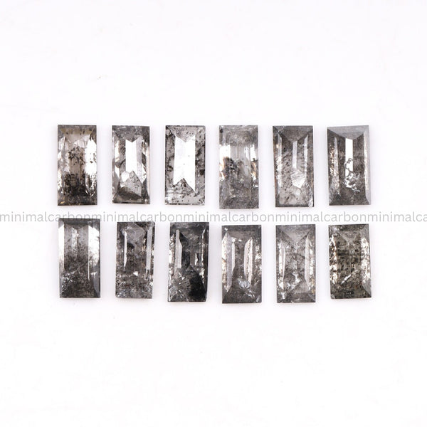 1.32 CT, 4.0 X 2.0 MM, Salt And Pepper Baguette Cut Diamond