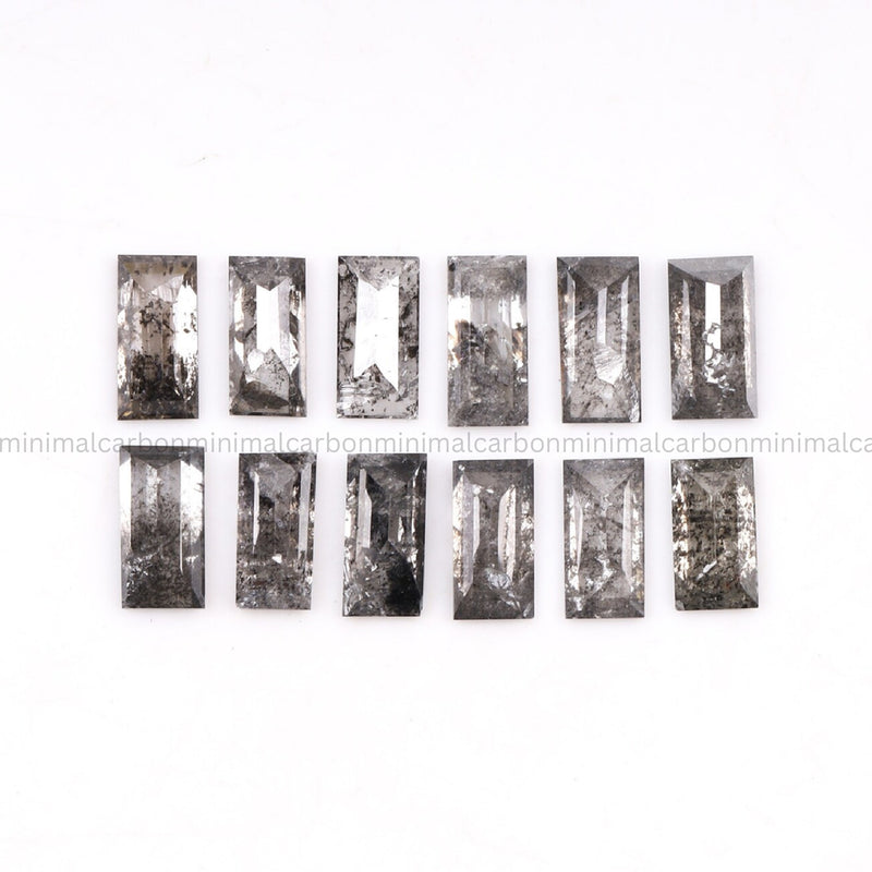 1.32 CT, 4.0 X 2.0 MM, Salt And Pepper Baguette Cut Diamond