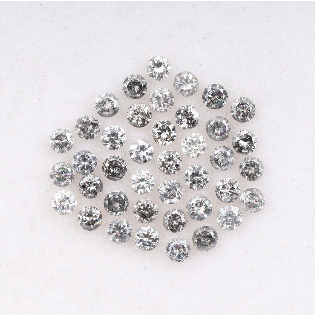 1.1 To 1.5 MM - Salt And Pepper Round Brilliant Cut Diamond - Minimal Carbon