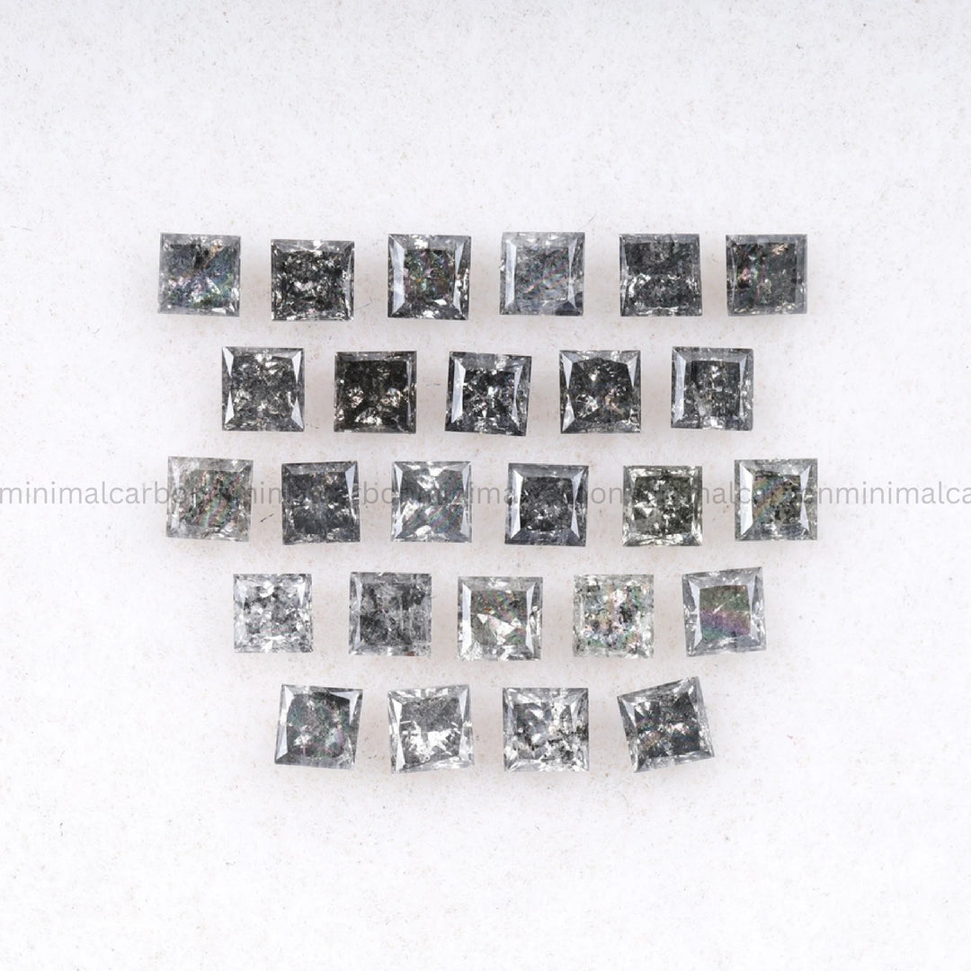 Salt And Pepper Princess Cut Diamond