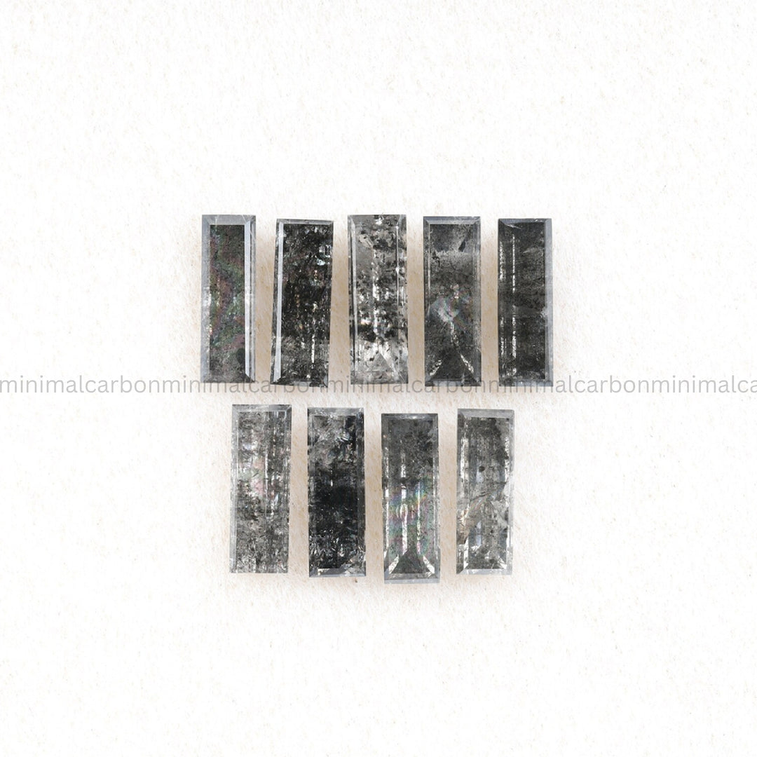 1.82 CT, 6.0 X 2.0 MM Salt And Pepper Baguette Cut Diamond