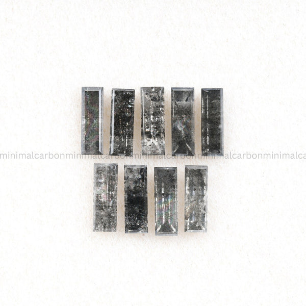 1.82 CT, 6.0 X 2.0 MM Salt And Pepper Baguette Cut Diamond