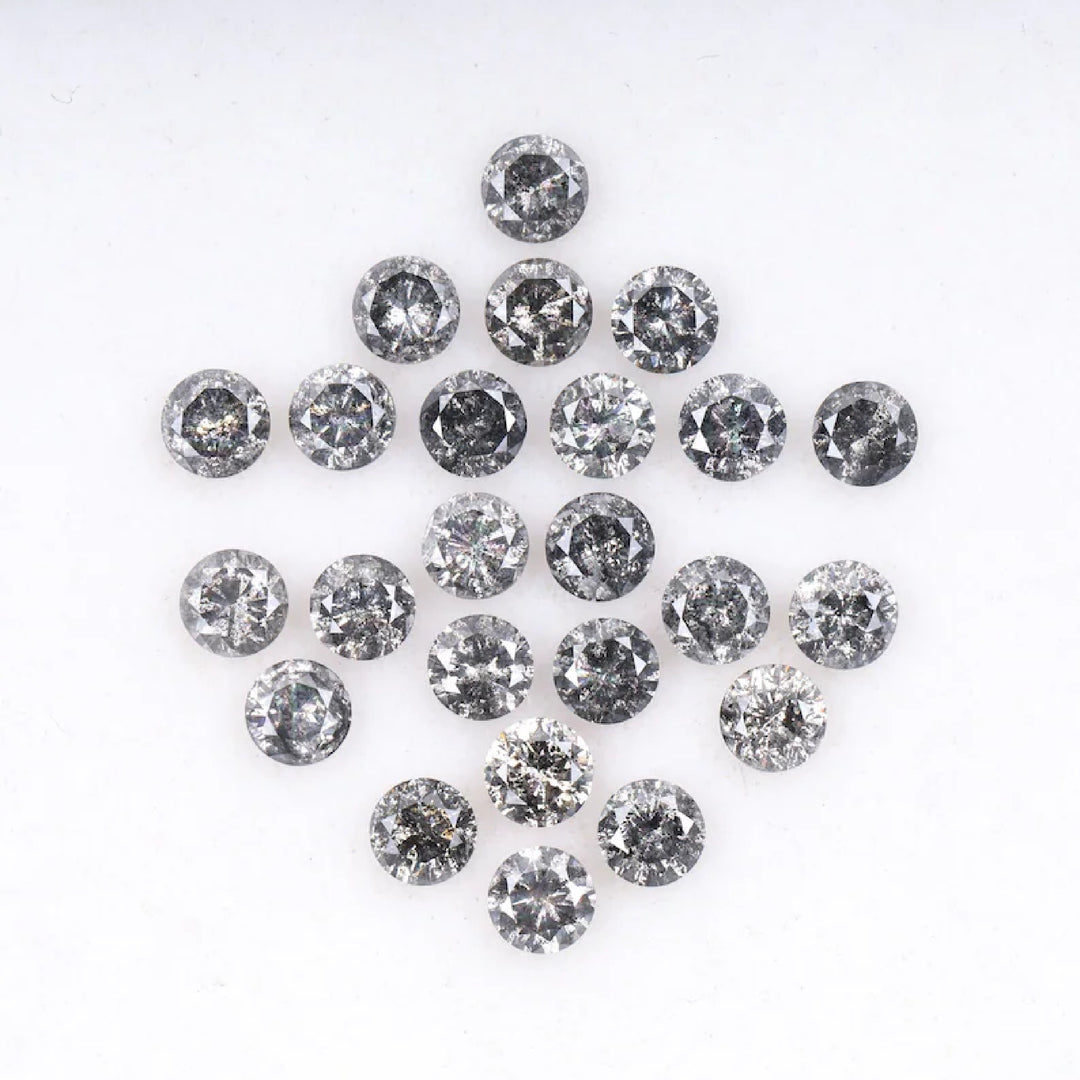 1.6 To 2.0 MM - Salt And Pepper Round Brilliant Cut Diamond - Minimal Carbon