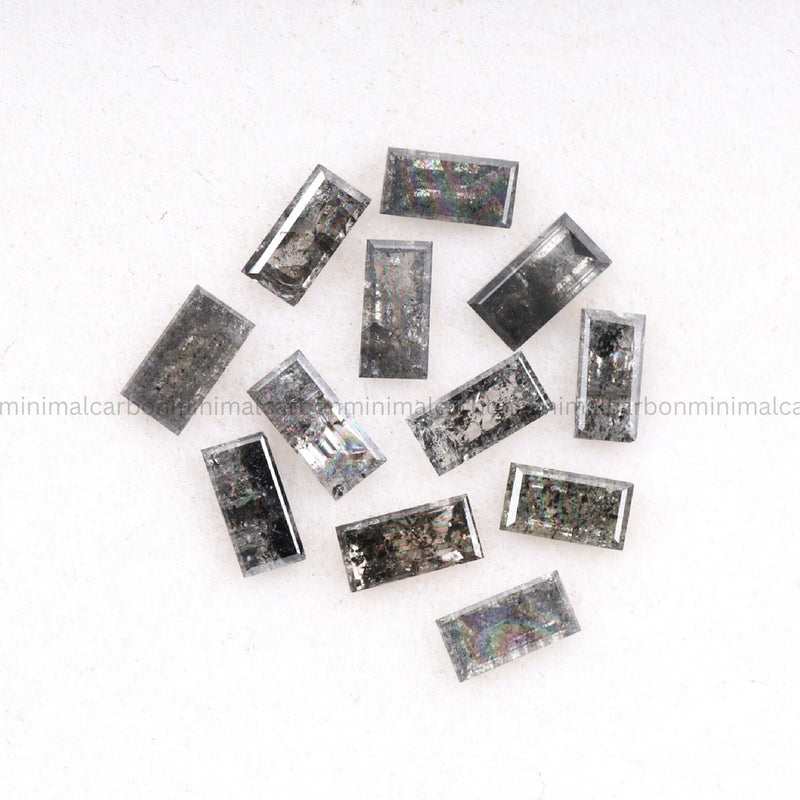 1.32 CT, 4.0 X 2.0 MM, Salt And Pepper Baguette Cut Diamond