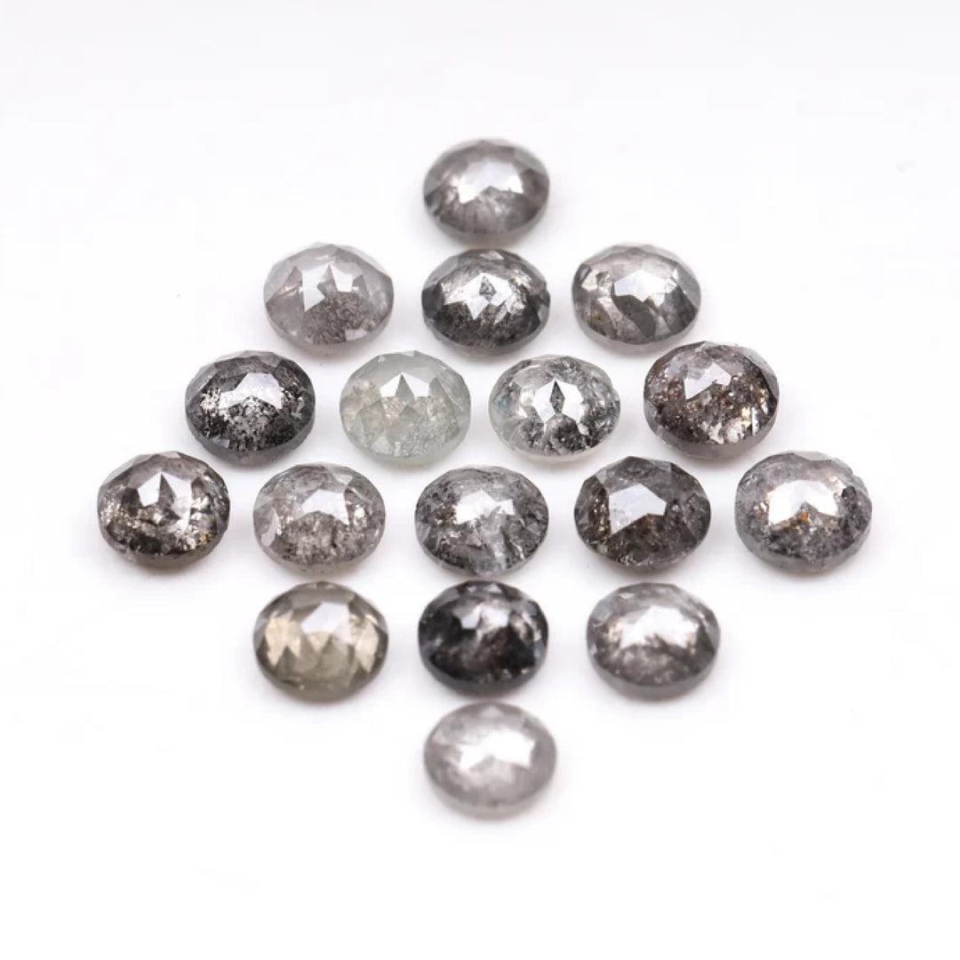 1 CT - 2.5 MM - Salt And Pepper Tambuli cut Round Rose Cut Diamond