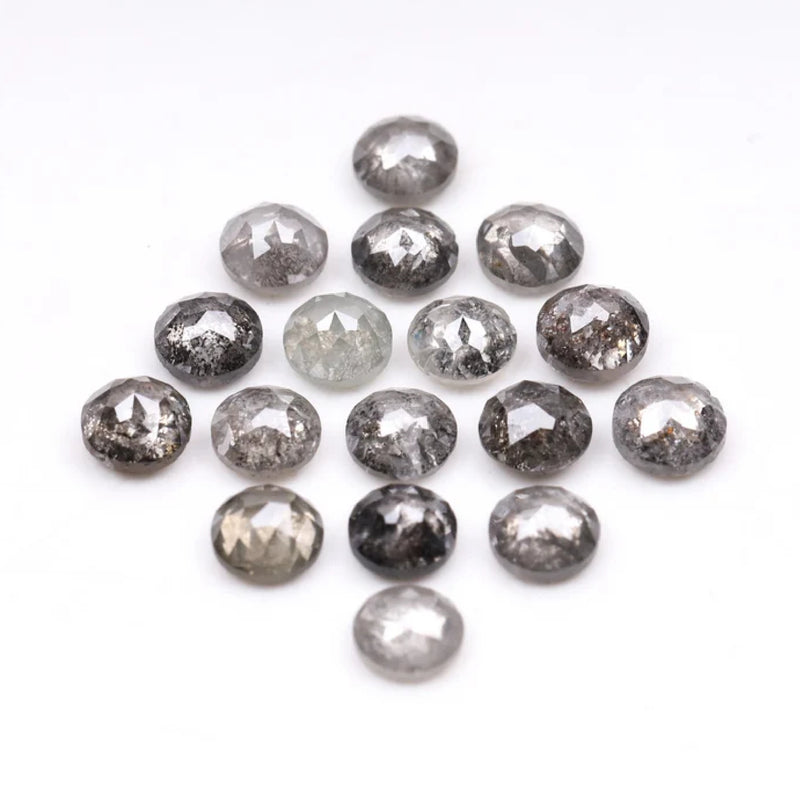 1 CT - 2.5 MM - Salt And Pepper Tambuli cut Round Rose Cut Diamond