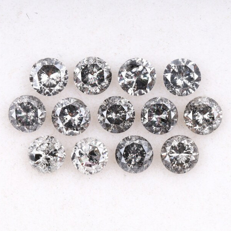 3.6 To 4.0 MM - Salt And Pepper Round Brilliant Cut Diamond - Minimal Carbon