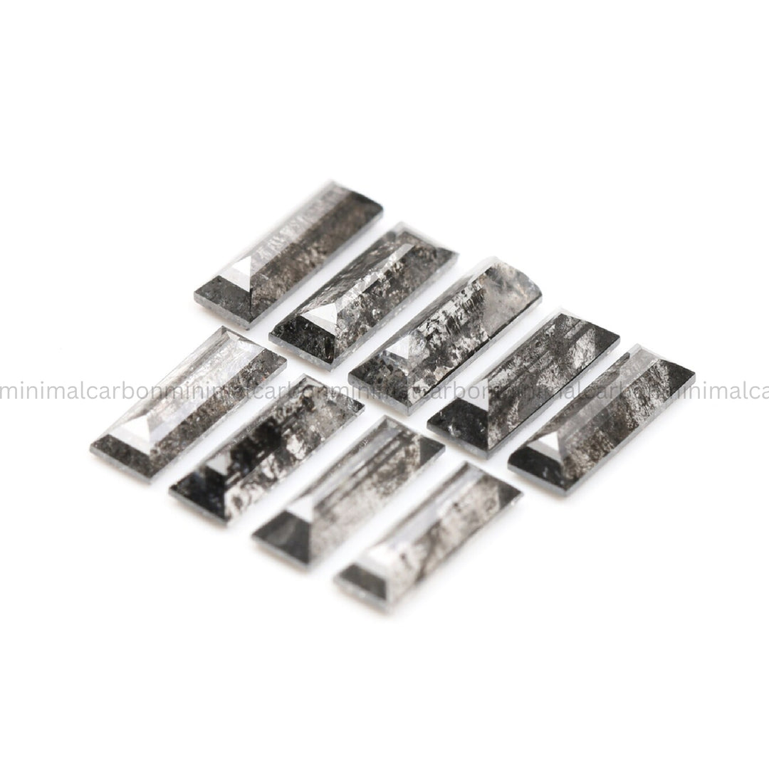 1.82 CT, 6.0 X 2.0 MM Salt And Pepper Baguette Cut Diamond