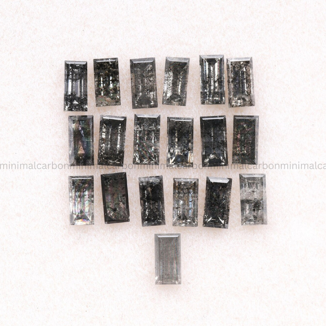 0.98 CT, 3.0 X 1.5 MM Salt And Pepper Baguette Cut Diamond