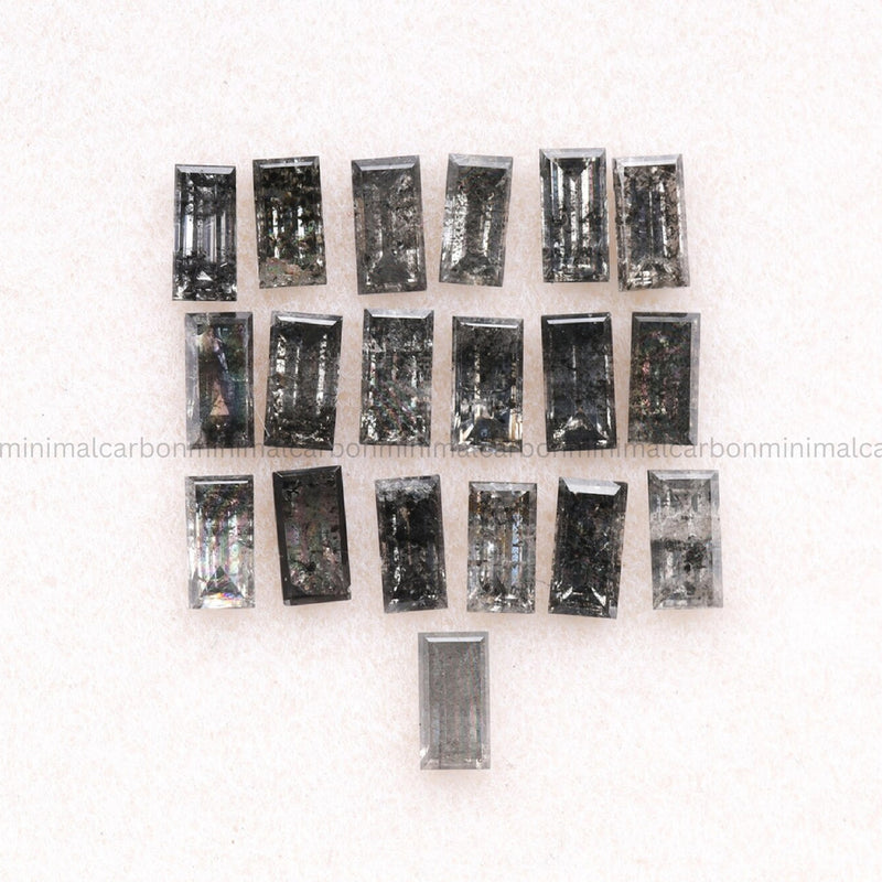 0.98 CT, 3.0 X 1.5 MM Salt And Pepper Baguette Cut Diamond