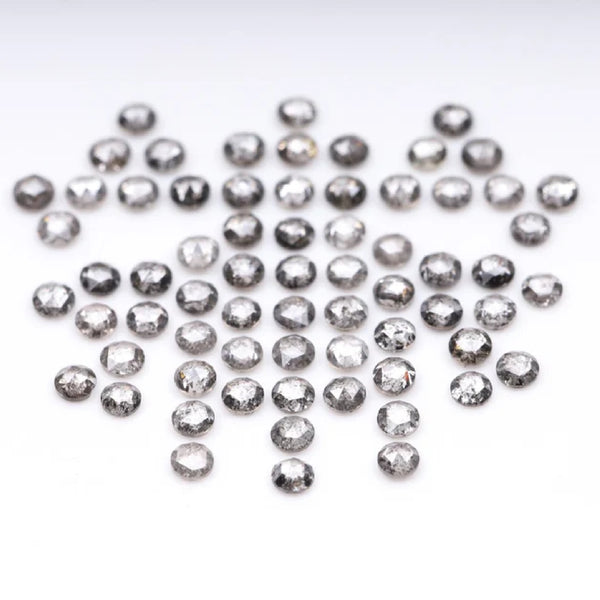 1 CT - 1.5 MM - Salt And Pepper Round Rose Cut Diamond - Minimal Carbon