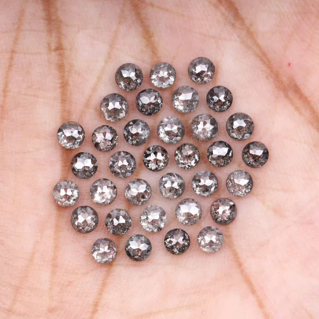 1 CT - 1.5 MM - Salt And Pepper Tambuli cut Round Rose Cut Diamond
