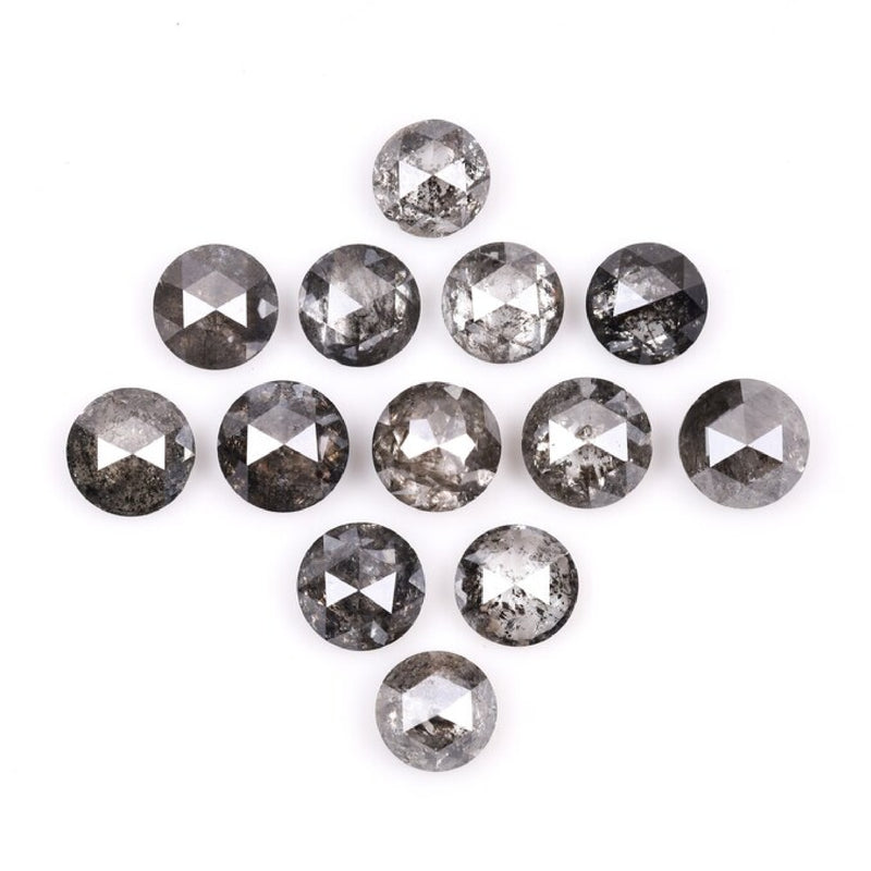 1 CT - 4.0 MM - Salt And Pepper Round Rose Cut Diamond - Minimal Carbon