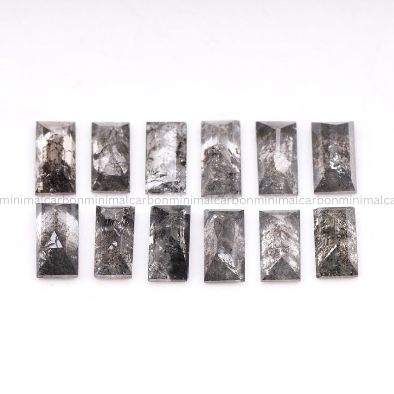 1.32 CT, 4.0 X 2.0 MM, Salt And Pepper Baguette Cut Diamond